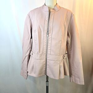Baccini Women’s Plus Size 2X Dusty Rose Faux Leather Short Moto Jacket Peplum